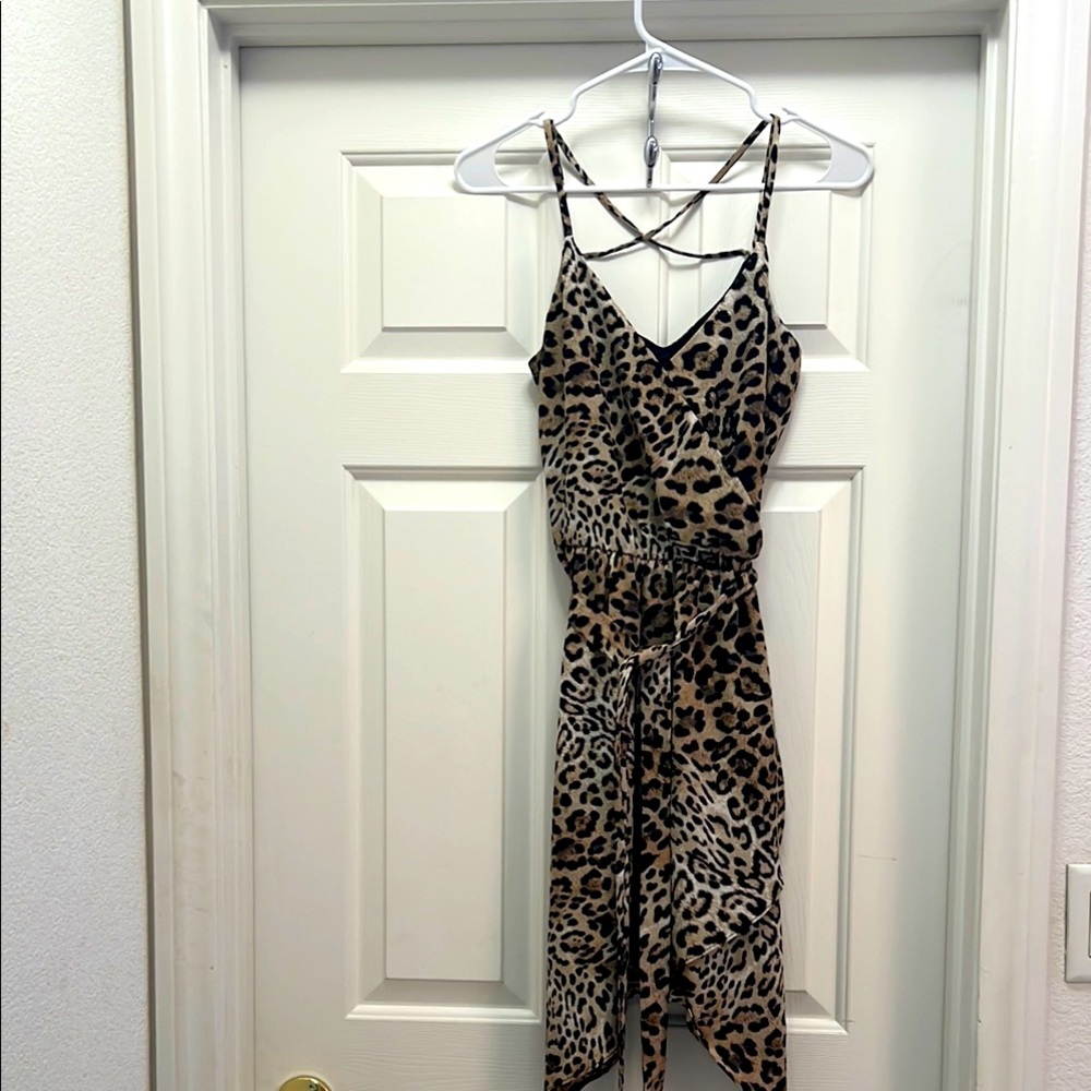 Beautiful leopard print dress with lots of detail.